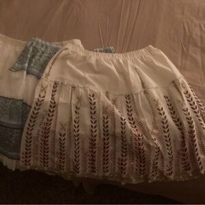 3 skirts for $10
3 Cream Bubble Mini Skirt with Pleated Tiers